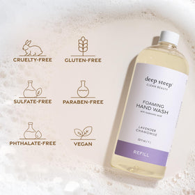 Deep Steep foam lather on hands close-up illustrating gentle cleansing and hydrating feel