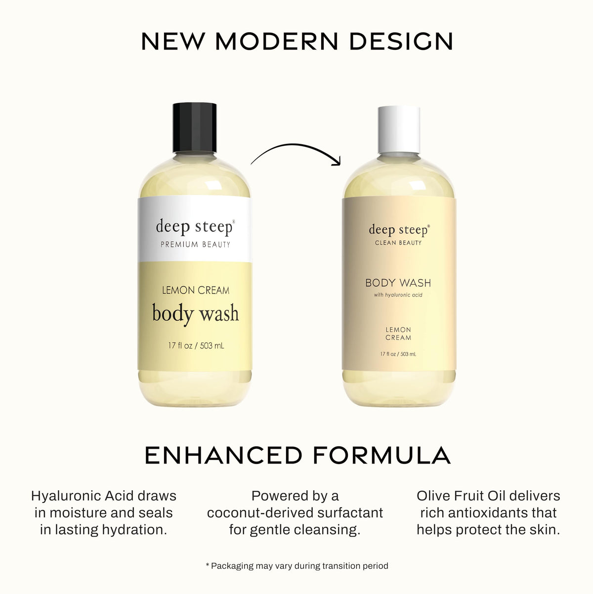 Deep Steep creamy lather on palm demonstrating soft foam and gentle cleanse