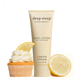 Deep Steep front bottle showing lemon cream moisturizer, fresh hydration