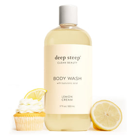 Deep Steep front bottle showing lemon cream branding and hydration benefit