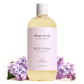 Deep Steep front packaging showing lilac blossom and volume benefit