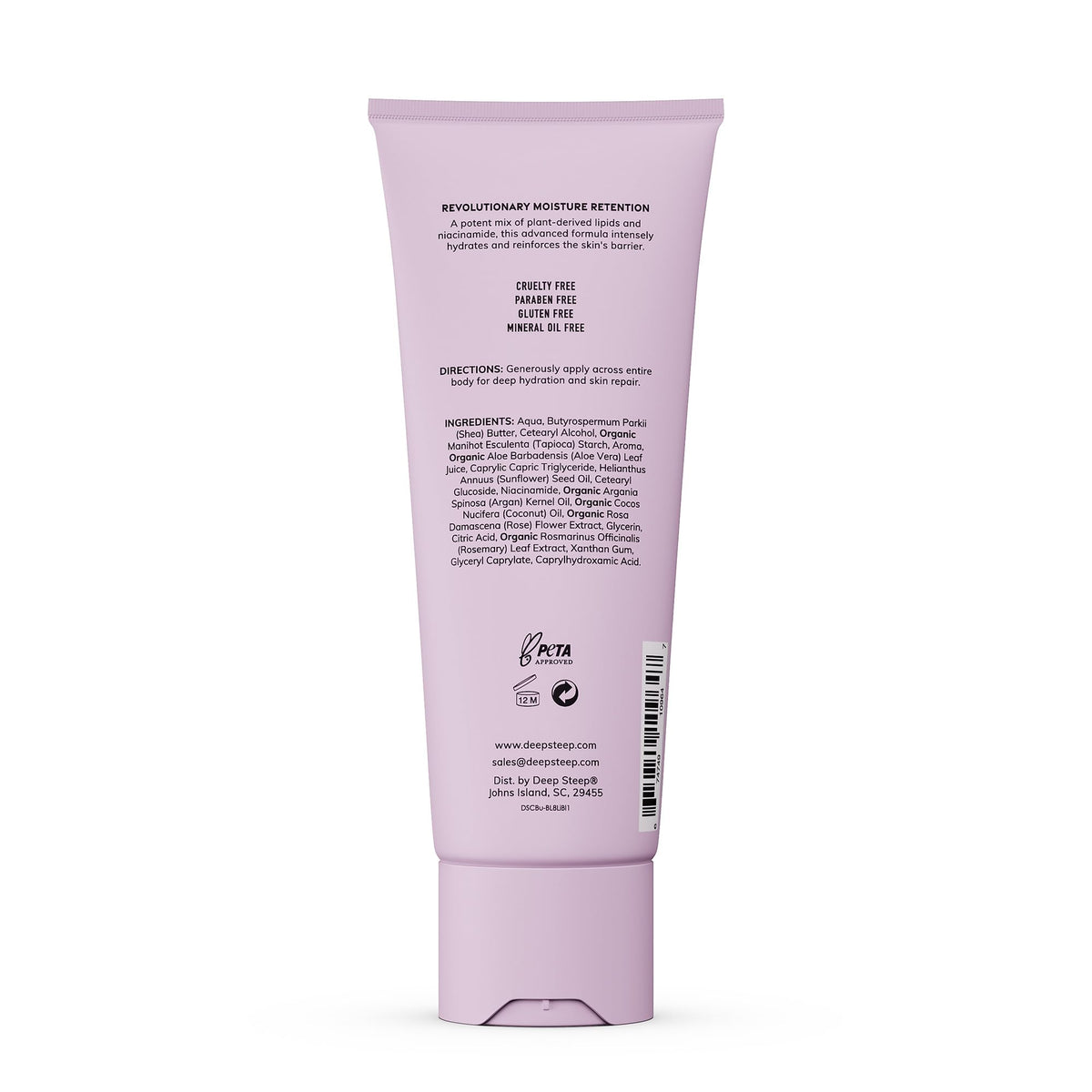 Deep Steep close-up pump dispensing lotion highlighting convenient use