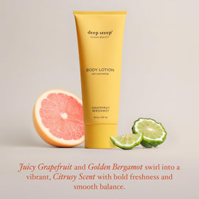 Deep Steep lotion poured on hand demonstrating quick absorption and softness