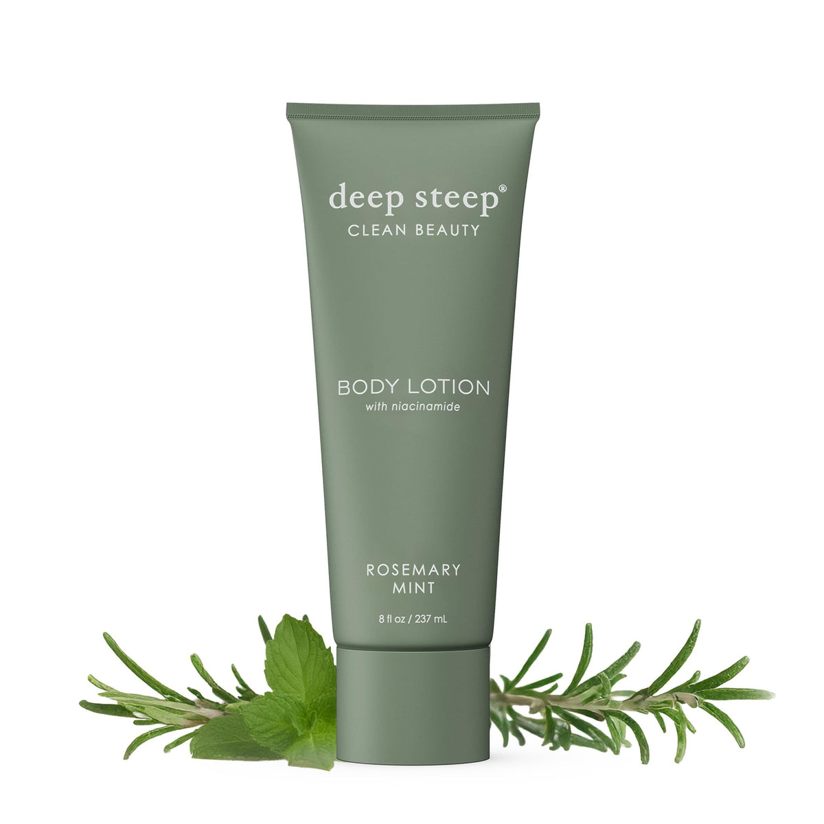 Deep Steep front bottle showing rosemary mint scent and moisturizing benefits