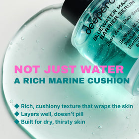 DEEPERCENT on bathroom vanity, lifestyle scene conveying daily skincare ritual