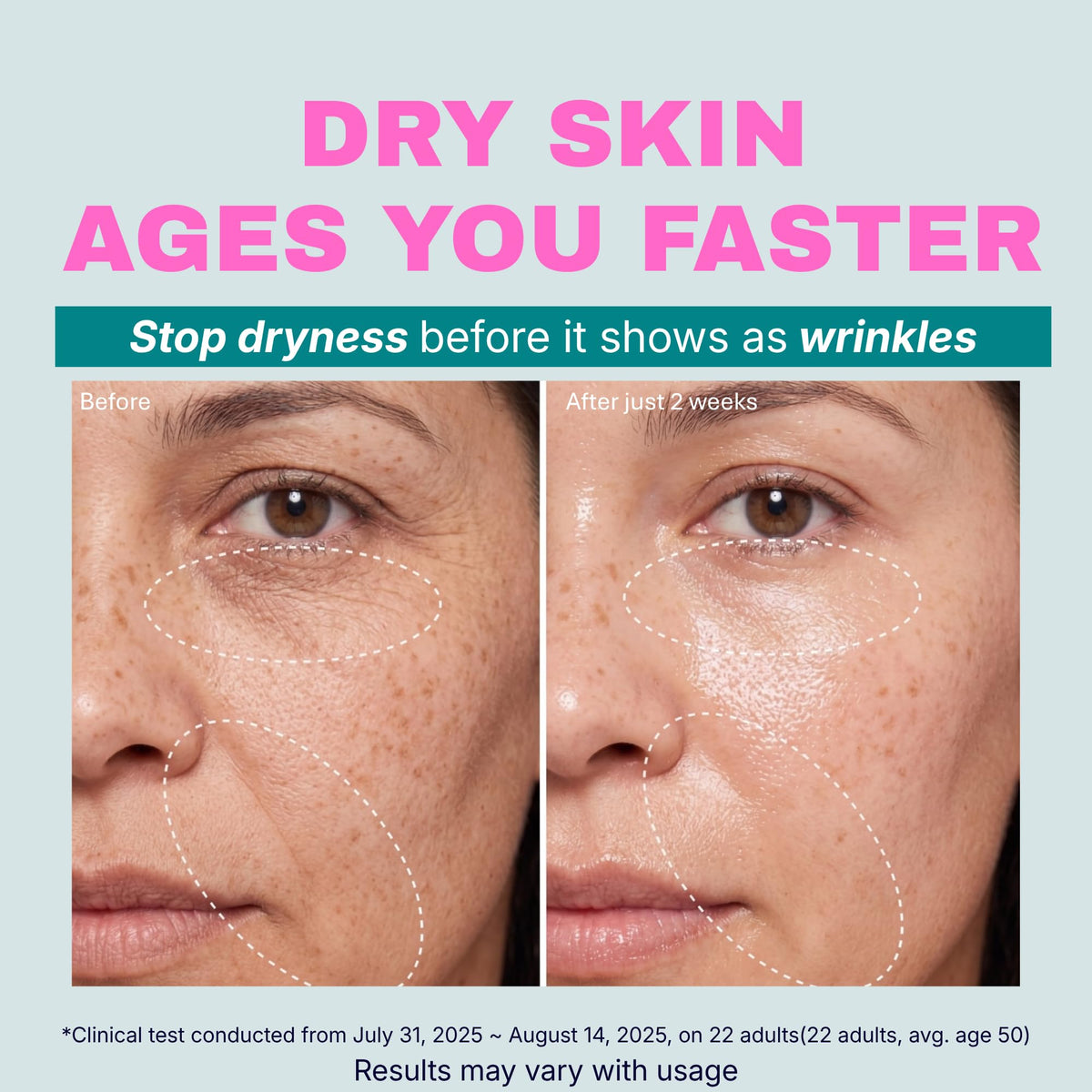 DEEPERCENT serum texture close-up on fingertip, shows lightweight hydrating finish