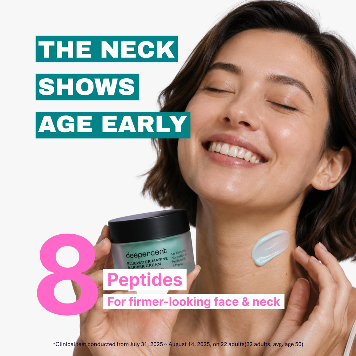 DEEPERCENT label close-up highlighting marine PDRN and multi-peptide ingredients