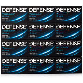 Defense Soap front packaging showing 12 natural bars for reliable cleansing