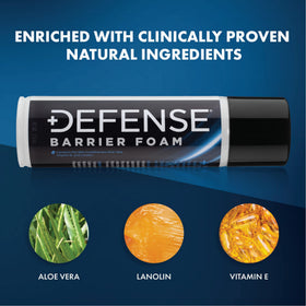 Defense Soap foam close texture on skin highlighting fast-absorbing finish
