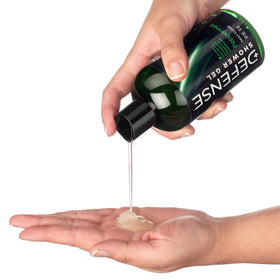 Defense Soap bottle inside gym bag illustrating travel-ready convenience