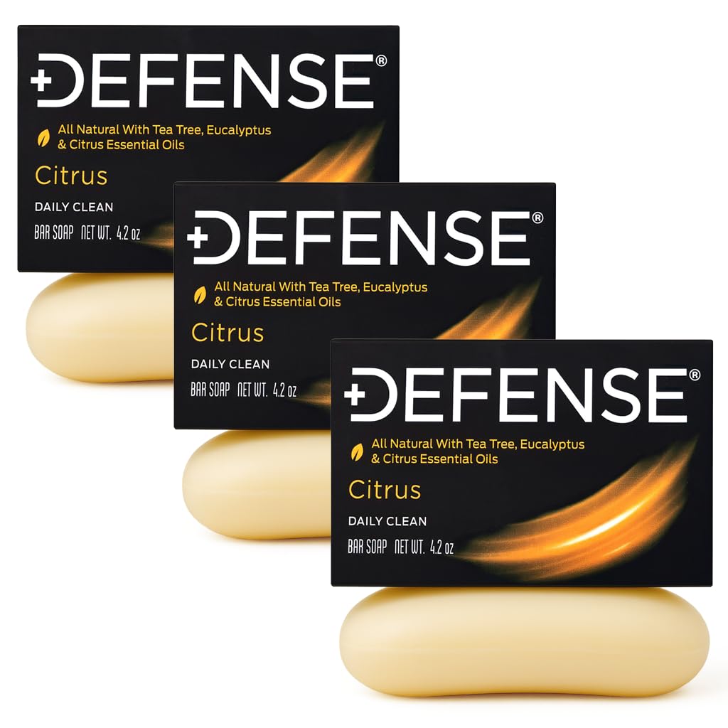 Defense Soap citrus bar beside athlete post-workout showing refreshing recovery