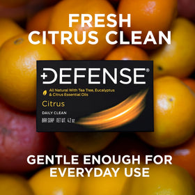 Defense Soap citrus bar in bathroom after workout showing quick post-exercise rinse and refresh benefit