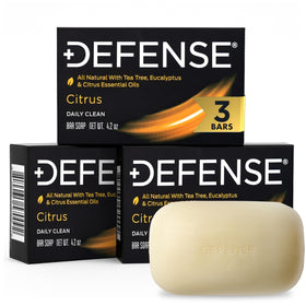 Defense Soap citrus front packaging showing product and scent benefits