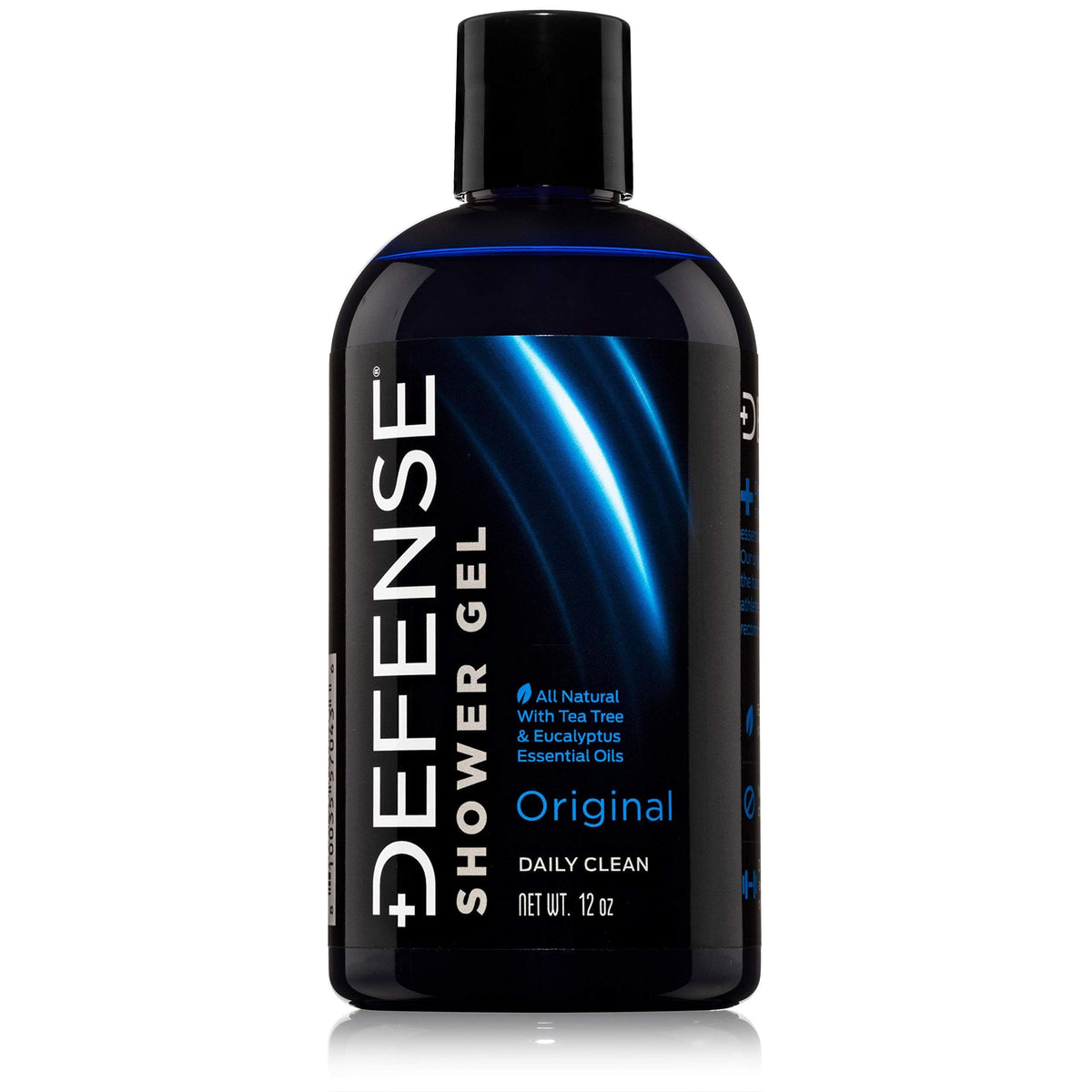 Defense Soap front packaging showing 12 oz bottle and clear label for quick identification