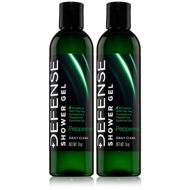 Defense Soap front packaging showing peppermint label and clear branding for recognition
