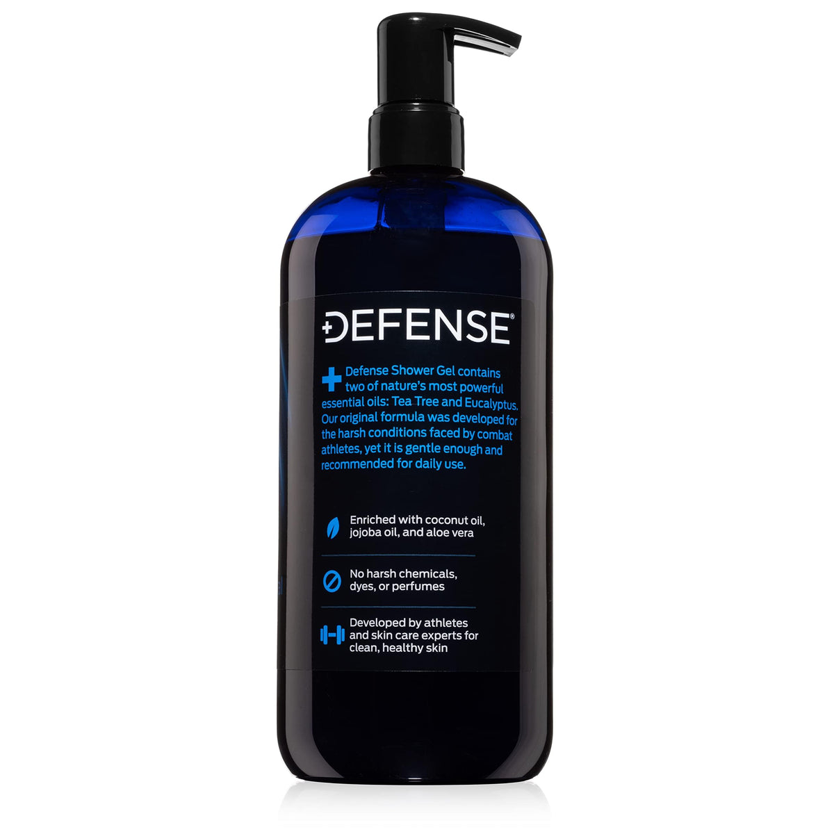 Defense Soap with olive jojoba coconut visuals highlighting moisturizing benefit