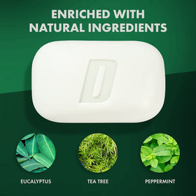 Defense Soap with tea tree peppermint and eucalyptus showing natural ingredients