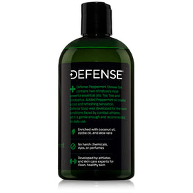 Defense Soap natural tea tree and peppermint ingredients emphasizing freshness