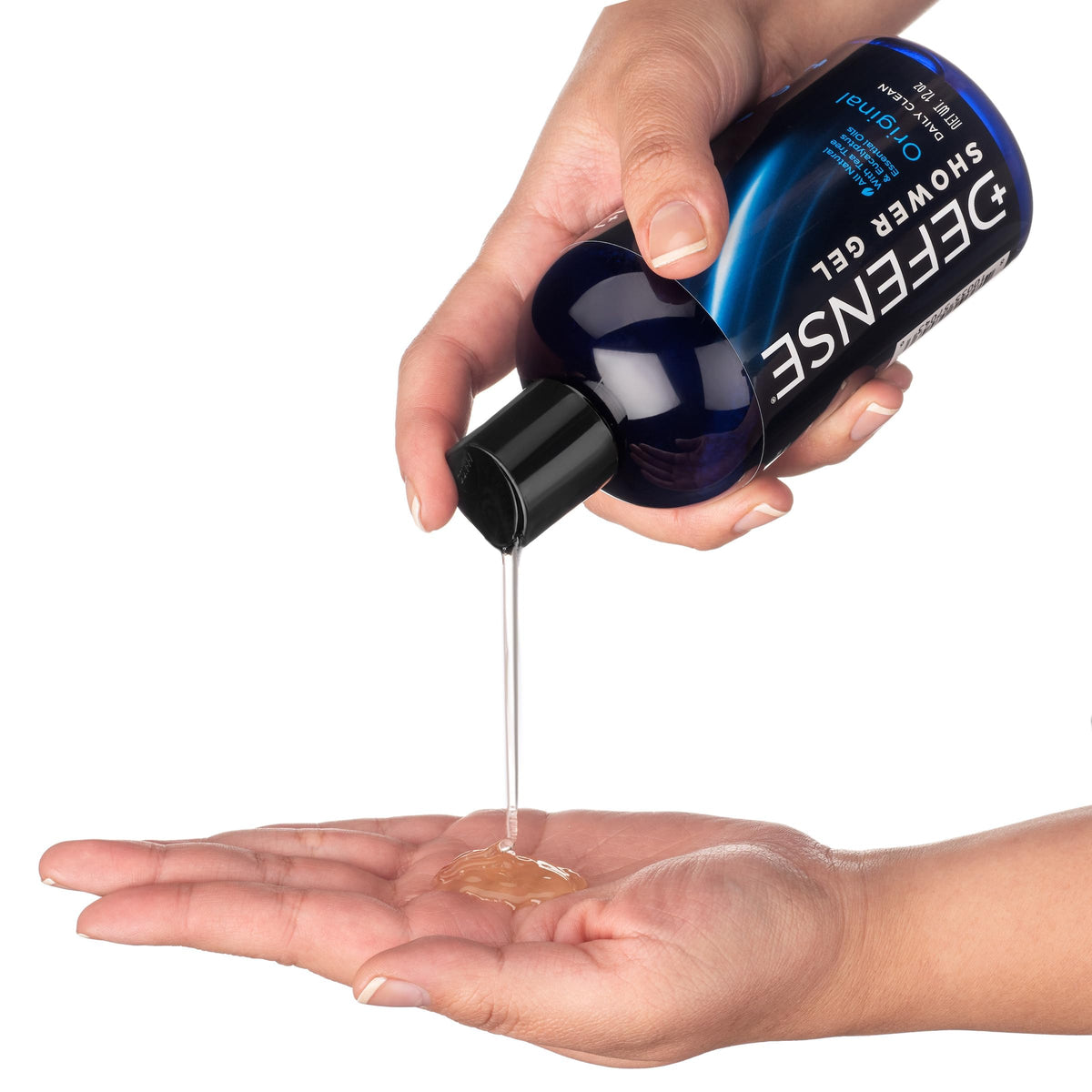 Defense Soap used in gym shower setting showing post-workout cleansing advantage