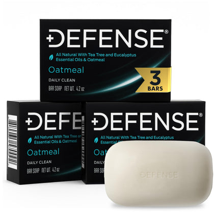 Defense Soap oatmeal 3-pack front packaging shows value and readiness