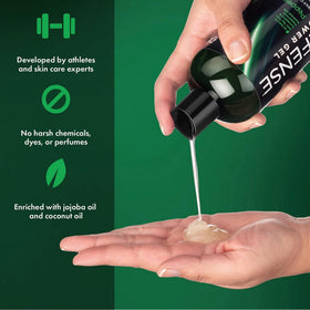 Defense Soap pump dispenser close-up for easy post-workout usage