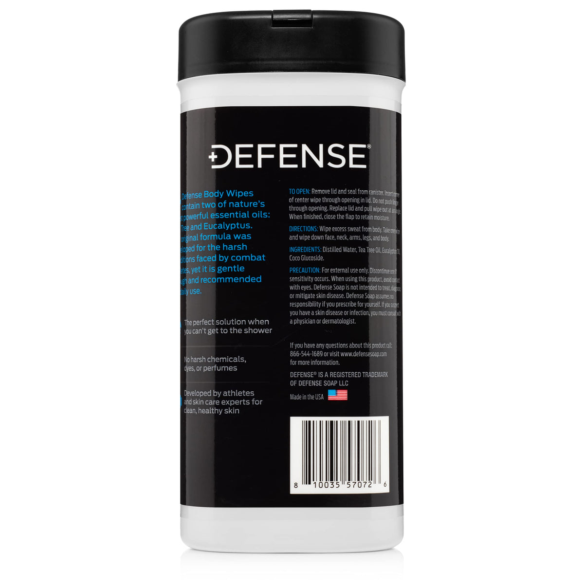 Defense Soap wipe held in hand for size and portability