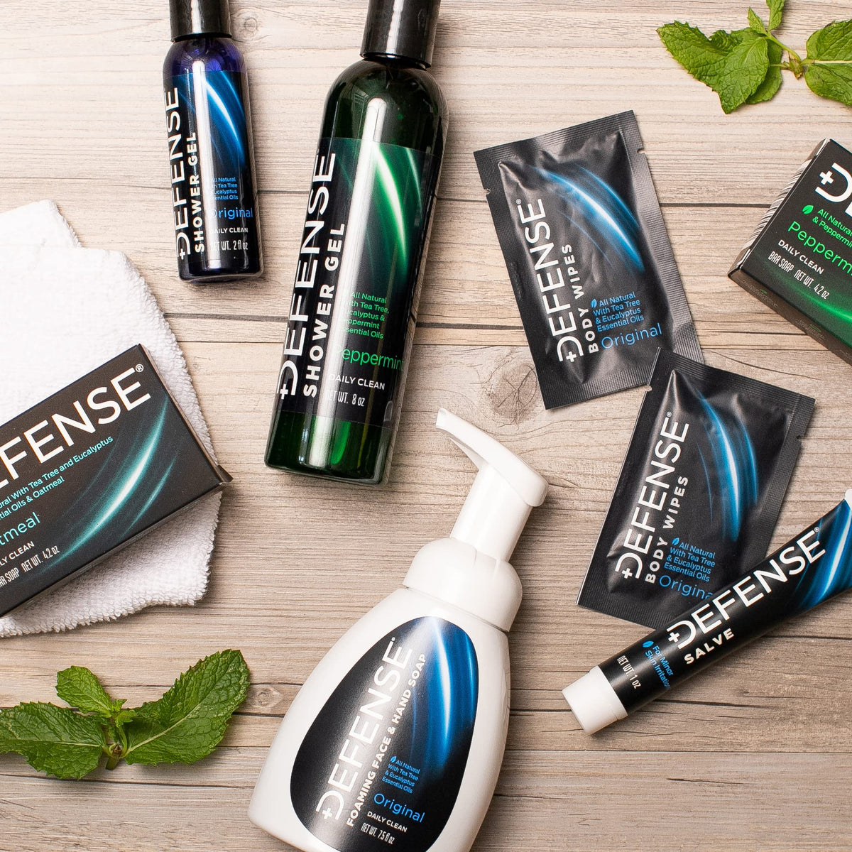 Defense Soap in shower scene used after workout showing refreshing post-exercise benefit
