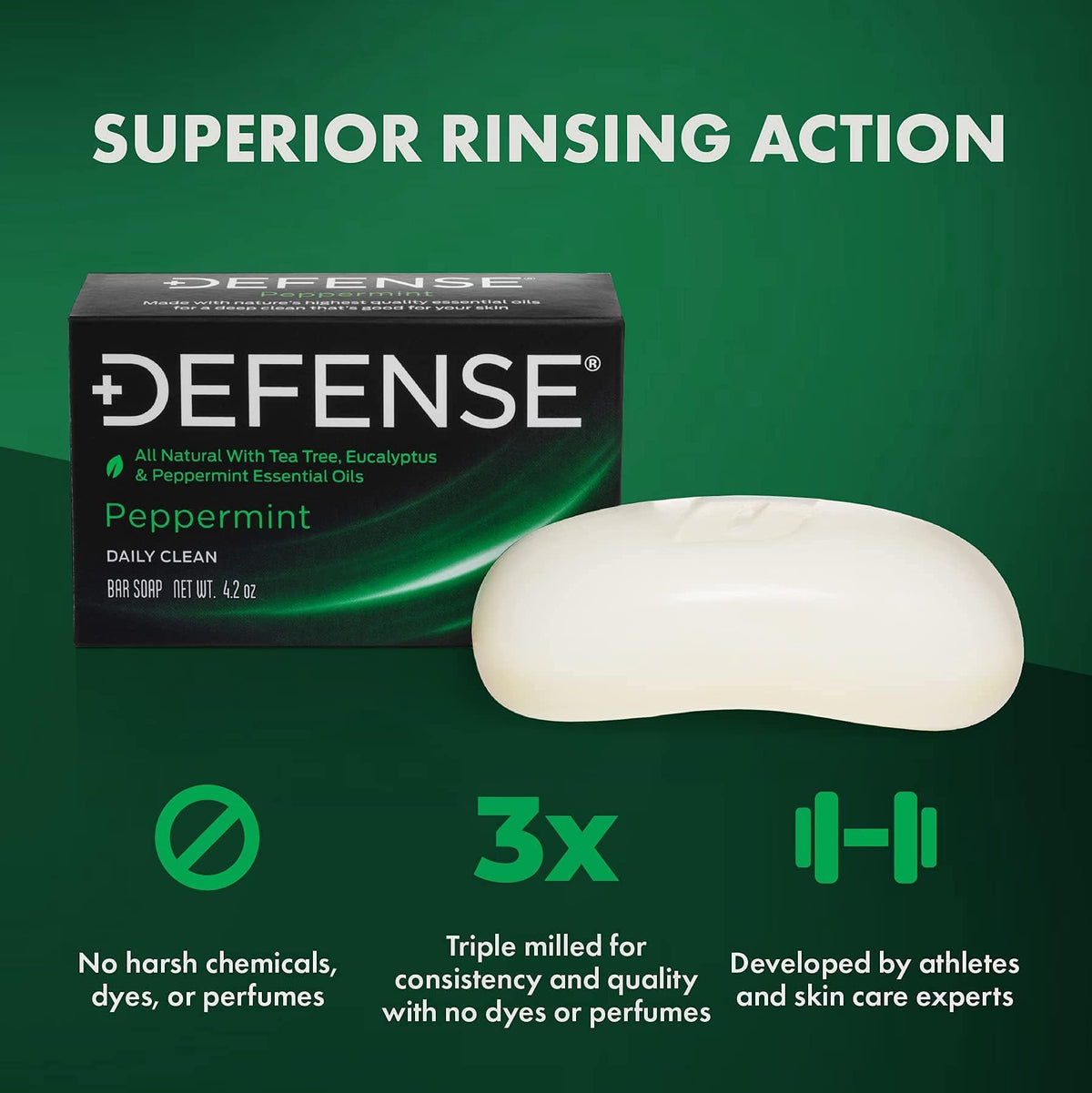 Defense Soap single bar close-up highlighting natural oils and clean look