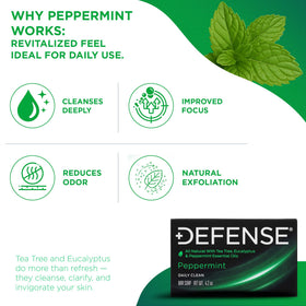Defense Soap tea tree leaves detail showing natural cleansing ingredient