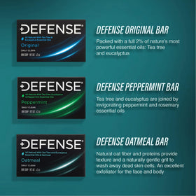 Defense Soap triple-mill cross section showing dense quality and longevity benefit