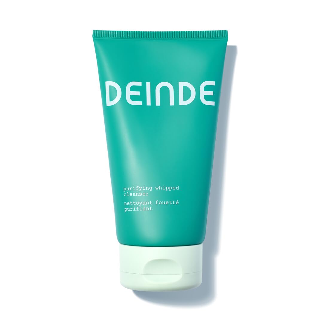 DEINDE cleanser front packaging showing product and gentle design benefits