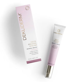 DEKLIDERM front tube showing neck cream packaging and clear purpose benefit