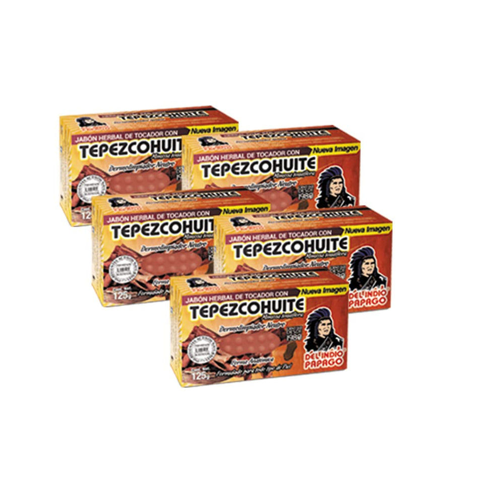 Del Indio Papago front packaging showing five 125g bars and clear labeling benefit