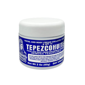 Del Indio Papago two 2 oz jars beside a ruler demonstrating compact travel size