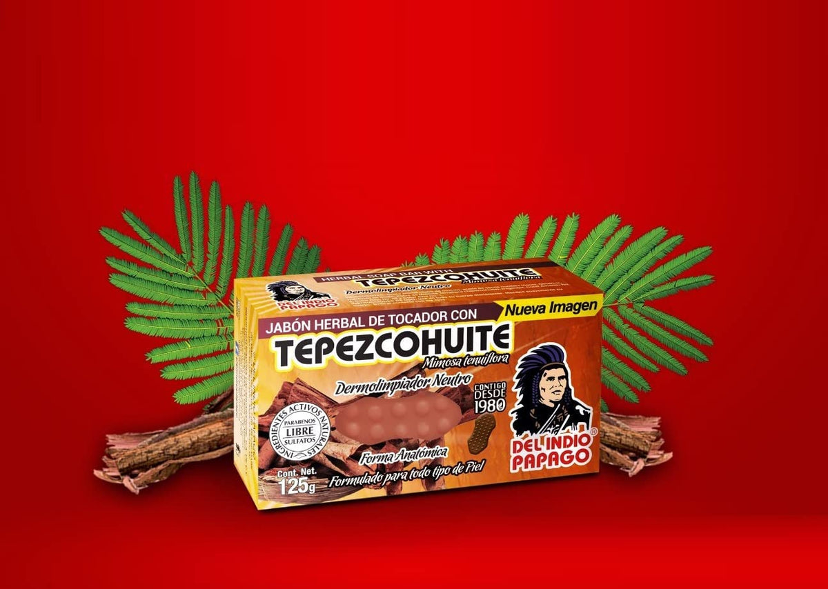Del Indio Papago tepezcohuite plant extract detail showing natural antioxidant benefit