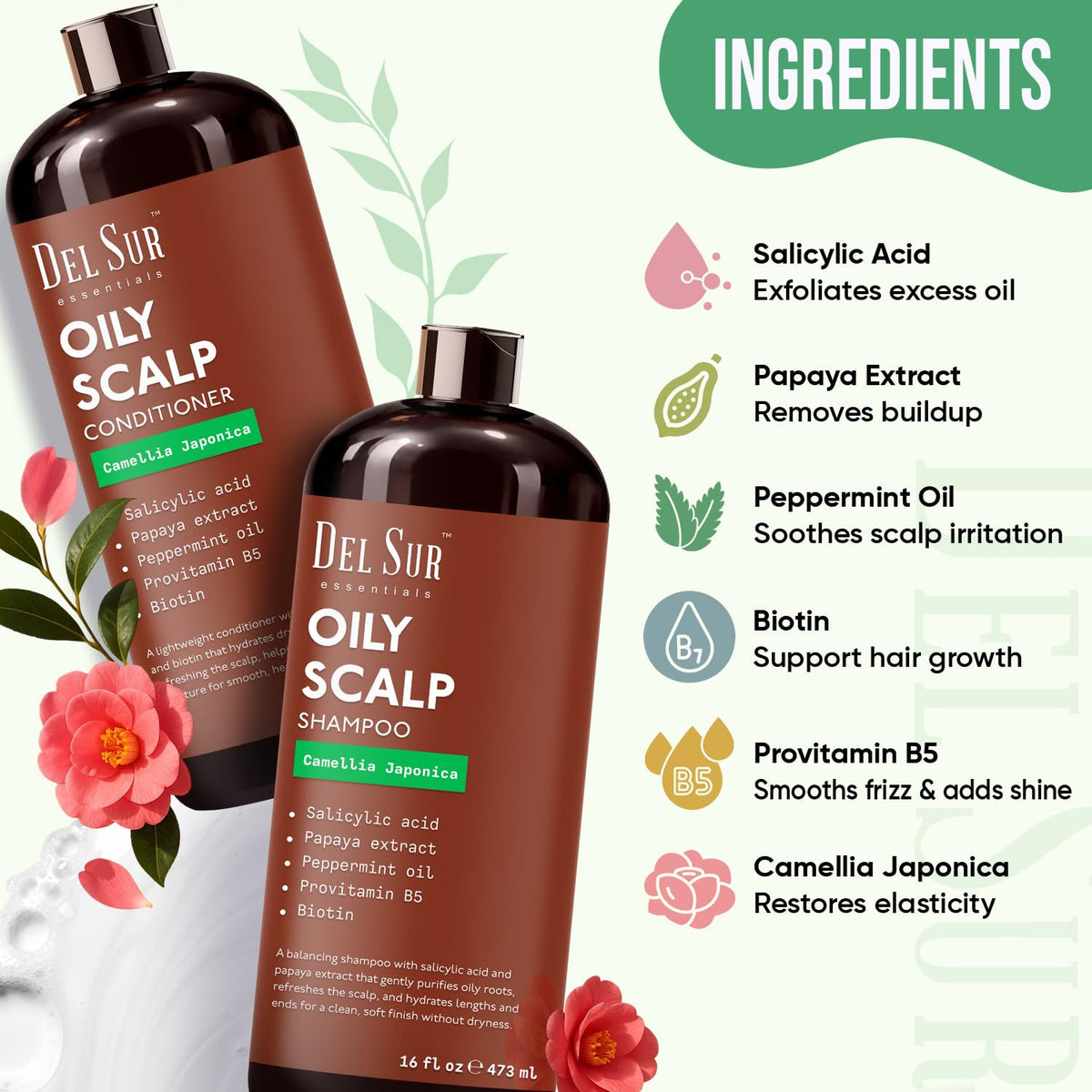 DEL SUR conditioner pour texture on hand, lightweight hydration benefit