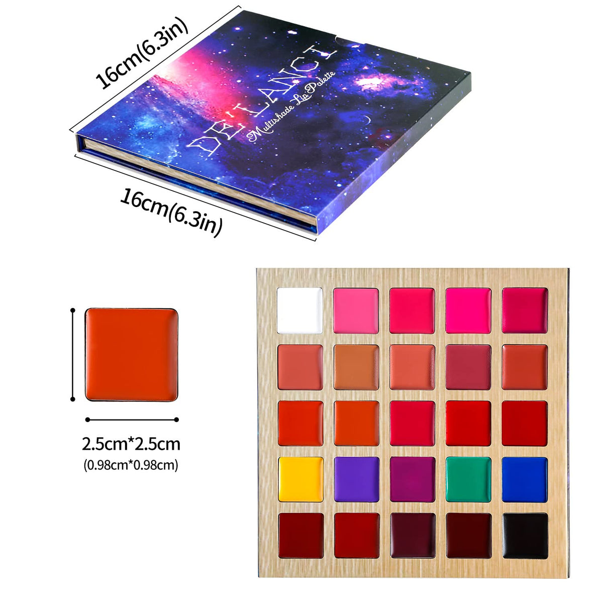 DE'LANCI palette held in hand to show scale and travel-friendly size