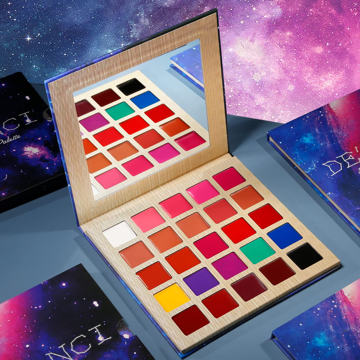 DE'LANCI swatches on arm revealing true-to-pan shades for easy selection
