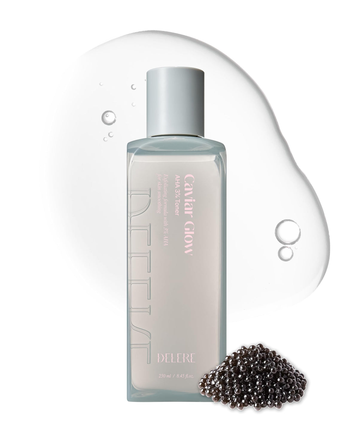 Delere front packaging showing 250ml bottle and product benefit radiance