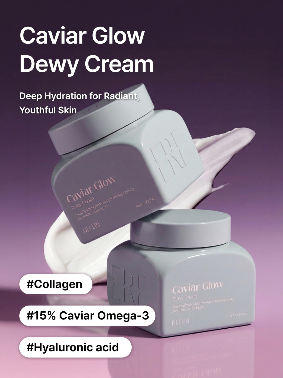 Delere open jar top view showing creamy formulation and concentrated active look