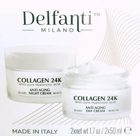 Delfanti Milano night cream jar open with rich texture for overnight nourishment