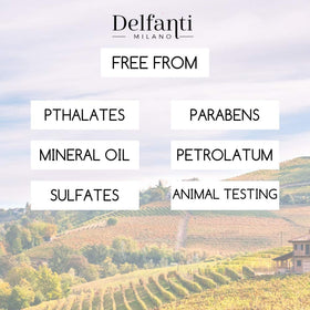 Delfanti-Milano jar beside fingers for scale showing compact nighttime moisturizer benefit