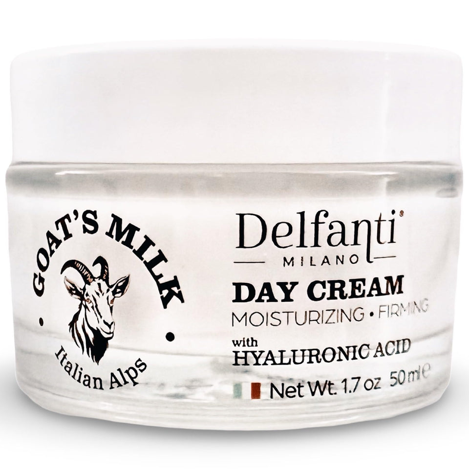 Delfanti-Milano day cream jar front view showing lightweight moisturizer benefits