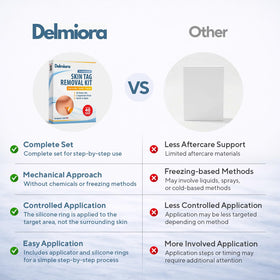 DELMIORA soft patches and wipes displayed for gentle, hygienic use