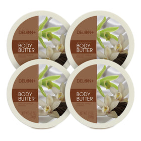 DELON front packaging showing four tubs and vanilla scent benefits