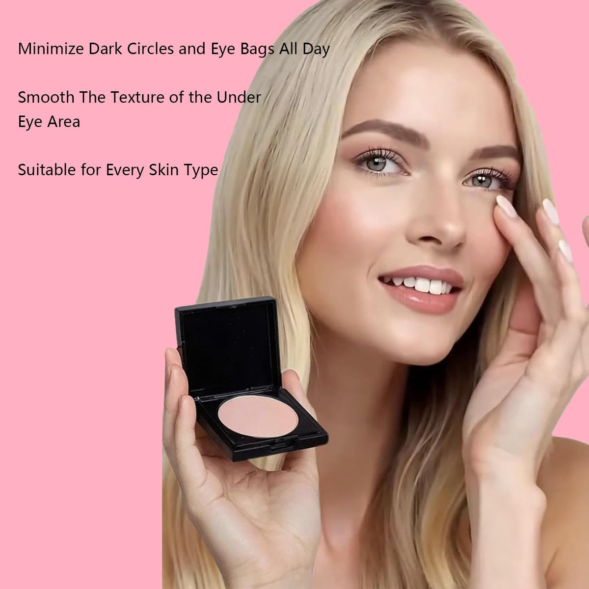 DELRRYJ product in use applied under eye illustrating quick touch-up benefit