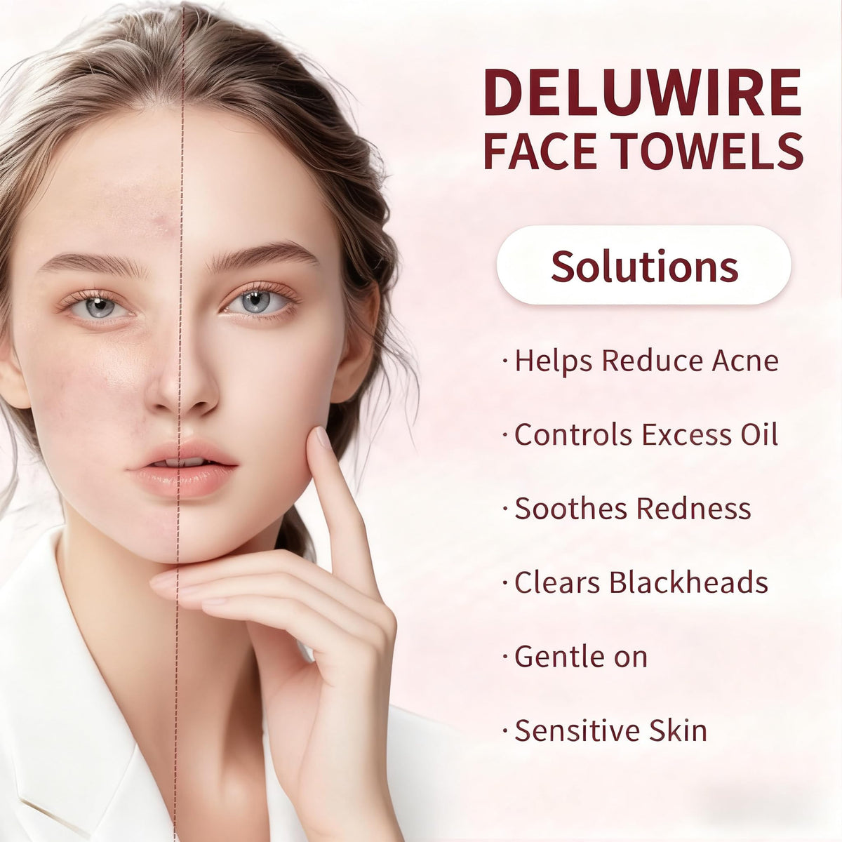 Deluwire pop-up towel being dispensed illustrating easy one-handed access and hygiene