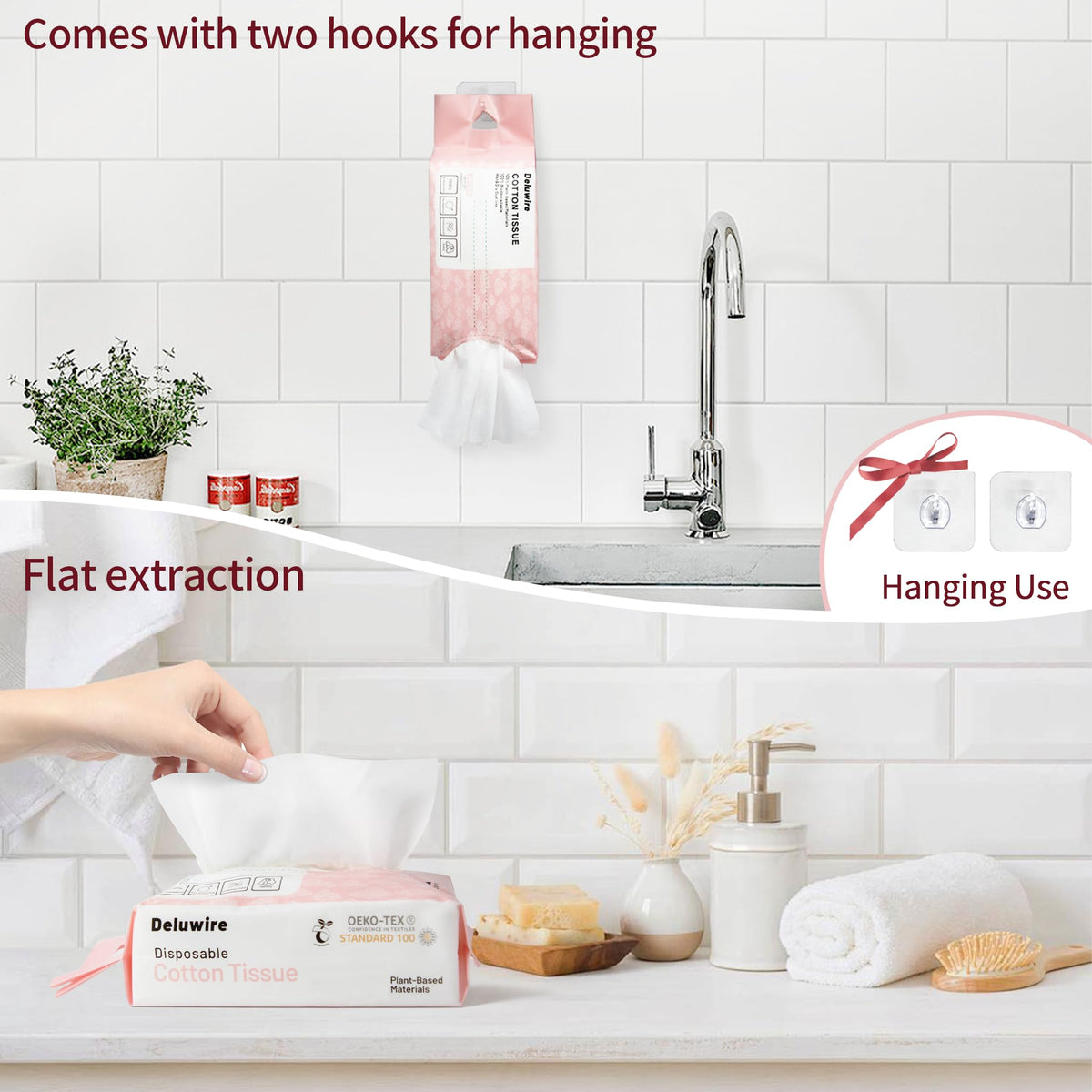 Deluwire towel held in hand showing 7.8x7.8 size and practical scale for face use
