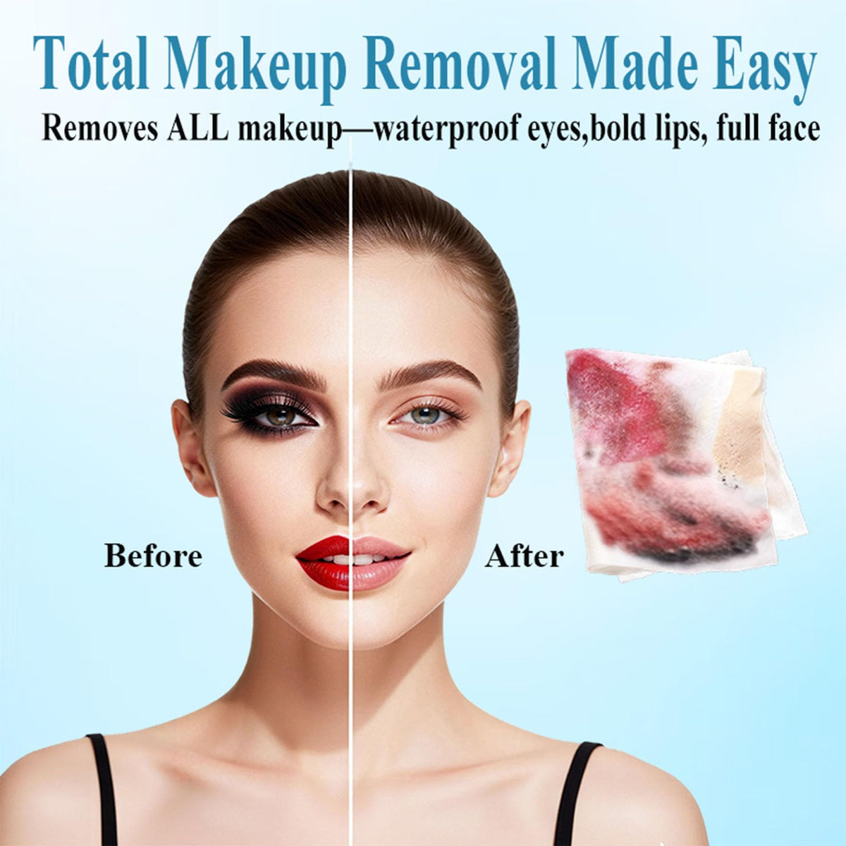 Delyoisy wipe removing waterproof mascara illustrating effective removal