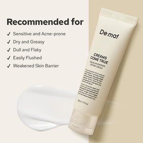 De:maf cream in hand to demonstrate 1.7 fl oz scale and easy daily application